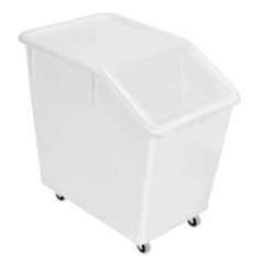 Bac à Ingrédients 80 L +4 Roues + Couvercle Transparent - Chape Inox