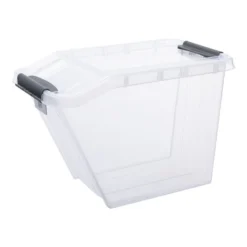 Bac De Rangement Transparent Avec Couvercle Incliné 58 Litres