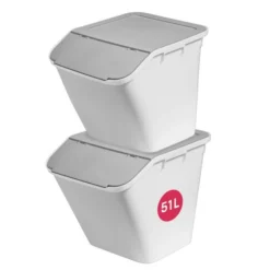 Grand Bac De Rangement Ou Tri Avec Couvercle Incliné 51 Litres -Outils De Stockage bac de tri avec couvercle incline 51 litres 3