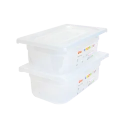 Bac Gastronorme GN1/3 HACCP + Couvercle - 100 Mm - 3,8 L - Lot De 2