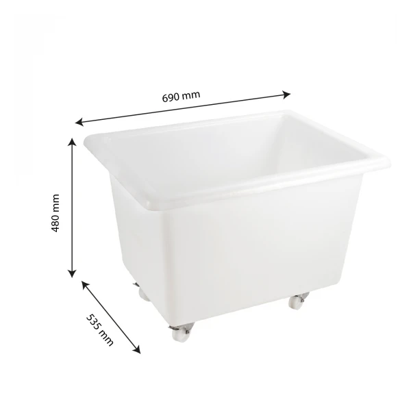 Bac Grand Volume 100 L - 2 Roues Fixes, 2 Pivotantes Avec Freins - Blanc 2 Bac Grand Volume 100 L - 2 Roues Fixes, 2 Pivotantes Avec Freins - Blanc – Image 2