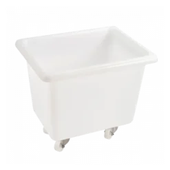 Bac Grand Volume 100 L - 2 Roues Fixes, 2 Pivotantes Avec Freins - Blanc