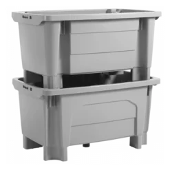 Bac Grand Volume Sur Pieds Empilable Emboîtable 300 L - Gris -Outils De Stockage bac grand volume sur pieds empilable emboitable 300 l gris 2
