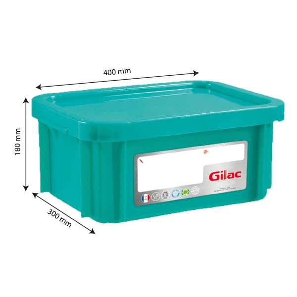Bac HACCP 12 L Rectangulaire + Couvercle - Vert 2 Bac HACCP 12 L Rectangulaire + Couvercle - Vert – Image 2