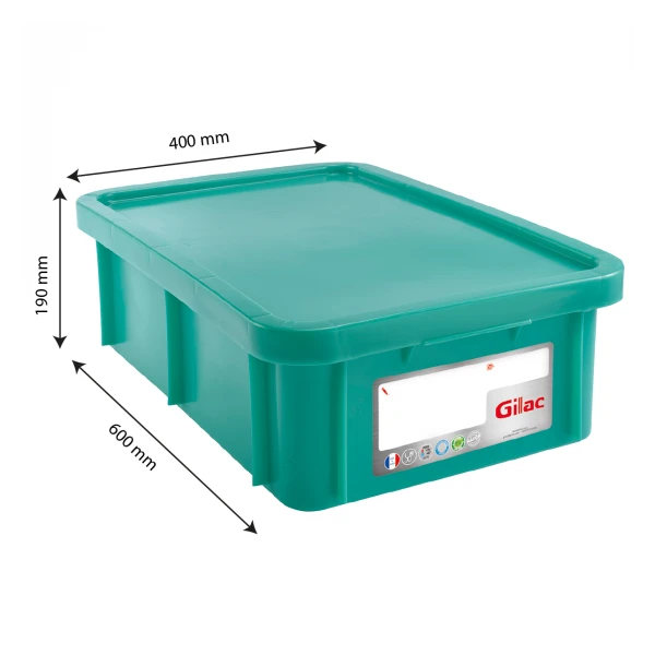 Bac HACCP 25 L Rectangulaire + Couvercle - Vert 2 Bac HACCP 25 L Rectangulaire + Couvercle - Vert – Image 2