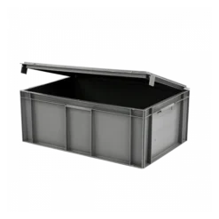 Bac Plein 600 X 400 X 246 Mm 45 L + Couvercle Solidaire- Gris