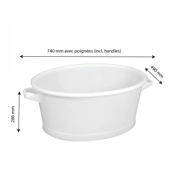 Baquet Ovale Fond Renforcé 60 L - Blanc 2 Baquet Ovale Fond Renforcé 60 L - Blanc – Image 2