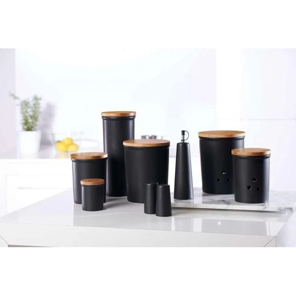 Boîte Pour Cuisine Noire élégante En Grès 1,8 Litre 2 Boîte Pour Cuisine Noire élégante En Grès 1,8 Litre – Image 2