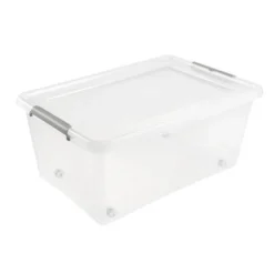 Keeeper Boîte De Rangement Transparente à Roulettes 40 Litres