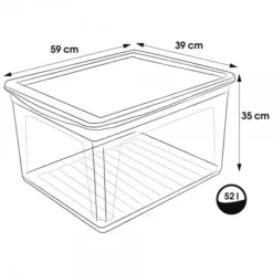 Keeeper Boîte De Rangement 52 Litres Avec Aération Pour Chaussures Vêtements -Outils De Stockage boite de rangement 52 l transparente chaussures vetements bea keeeper 2