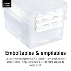 Boîte De Rangement Avec Couvercle Empilable 8 Litres -Outils De Stockage boite de rangement 8 l avec couvercle classic 12 smartstore 4