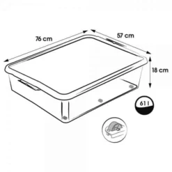Keeeper Grande Boîte Plate Sous Lit à Roulettes 61 Litres -Outils De Stockage boite de rangement a roulettes 61 l a clips lars keeeper 3