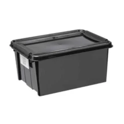 Boîte De Rangement Noire Pour Garage 14 Litres En Plastique Recyclé