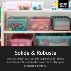 Boîte De Rangement Grise Transparente 14 Litres -Outils De Stockage boite de rangement grise 14 l colour smartstore 2