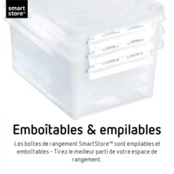 Boîte De Rangement En Plastique Avec Couvercle 3,6 Litres -Outils De Stockage boite de rangement plastique avec couvercle 36 l classic smartstore 6