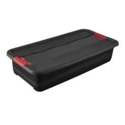 Keeeper Boîte De Rangement Plate Noire Résistante 33 Litres