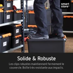 Boîte De Rangement Professionnelle Solide 32 Litres -Outils De Stockage boite de rangement professionnel 32 l noire pro 31 smartstore 2