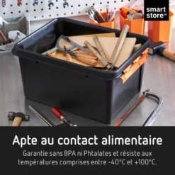 Boîte De Rangement Professionnelle Solide 32 Litres -Outils De Stockage boite de rangement professionnel 32 l noire pro 31 smartstore 4