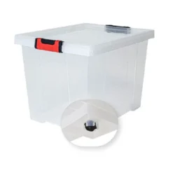 EDA Boîte De Rangement Solide à Roulettes Clipstock 75 Litres