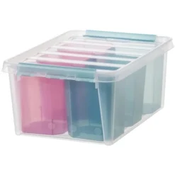 Boîte De Rangement Transparente Avec 6 Casiers De Couleurs