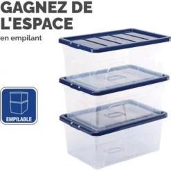 Fellowes Boîte De Rangement Transparente Empilable 38 Litres -Outils De Stockage boite de rangement transparente empilable 38 litres 3
