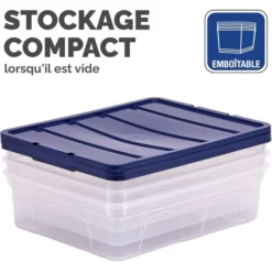 Fellowes Boîte De Rangement Transparente Empilable Plate 12 Litres -Outils De Stockage boite de rangement transparente empilable plate 12 litres 3