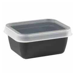 Boîte Hermétique Rectangulaire Noire 0,4 L + Couvercle Transparent - Lot De 10