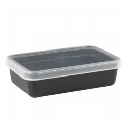 Boîte Hermétique Rectangulaire Noire 0,95 L + Couvercle Transparent - Lot De 10