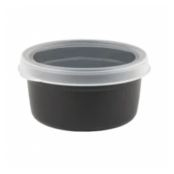 Boîte Hermétique Ronde Noire 0,5 L + Couvercle Transparent - Lot De 10
