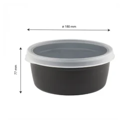 Boîte Hermétique Ronde Noire 1,2 L + Couvercle Transparent - Lot De 10 -Outils De Stockage boite hermetique ronde noire 12 l couvercle transparent lot de 10 2