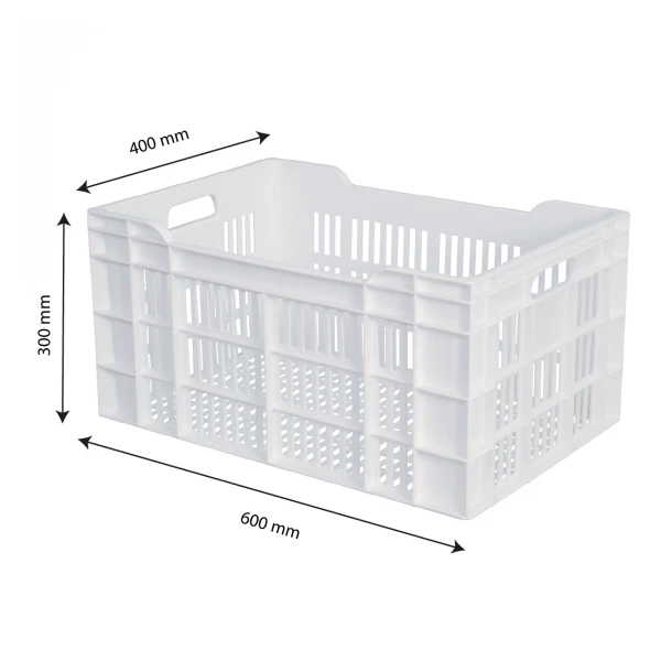 Caisse Ajourée 600 X 400 X 300 Mm 60 L - Blanc 2 Caisse Ajourée 600 X 400 X 300 Mm 60 L - Blanc – Image 2
