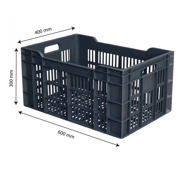 Caisse Ajourée 600 X 400 X 300 Mm 60 L - Gris 2 Caisse Ajourée 600 X 400 X 300 Mm 60 L - Gris – Image 2