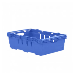 Caisse Ajourée Emboîtable, Empilable Sur Barres 600 X 400 X 199 Mm - 35 L – Bleu