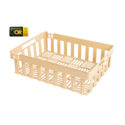 Caisse Ajourée Empilable Emboîtable 400 X 300 X 120 Mm - 13 L - Beige