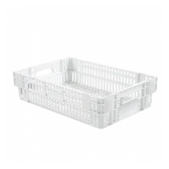 Caisse Ajourée Empilable Emboitable 600 X 400 X 145 Mm - 27 L - Blanc