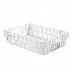Caisse Ajourée Empilable Emboitable 600 X 400 X 146 Mm HACCP - 27 L - Blanc