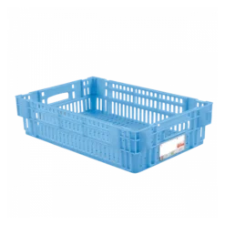 Caisse Ajourée Empilable Emboitable 600 X 400 X 146 Mm HACCP - 27 L - Bleu