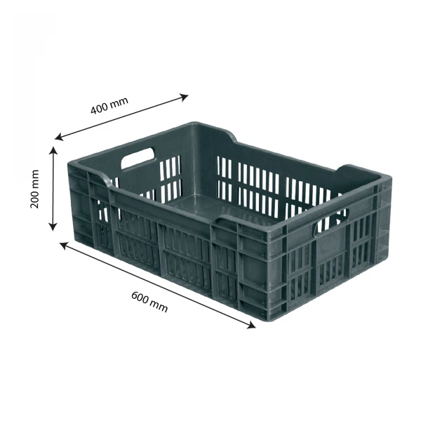 Caisse Ajourée Fond Plein 600 X 400 X 200 Mm40 L - Gris 2 Caisse Ajourée Fond Plein 600 X 400 X 200 Mm40 L - Gris – Image 2