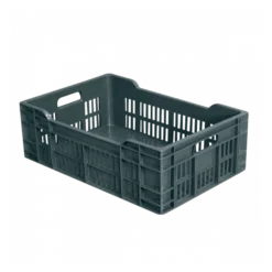 Caisse Ajourée Fond Plein 600 X 400 X 200 Mm40 L - Gris