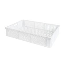 Caisse Finement Ajourée Avec Poignées 600 X 400 X 125 Mm - 22 L - Blanc