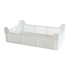 Caisse Finement Ajourée échancrée Avec Poignées 600 X 400 X 130 Mm - 29 L - Blanc