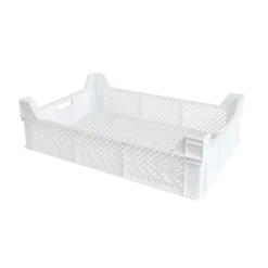 Caisse Finement Ajourée échancrée Avec Poignées 600 X 400 X 175 Mm - 32 L - Blanc