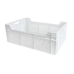 Caisse Finement Ajourée échancrée Avec Poignées 600 X 400 X 225 Mm - 45 L - Blanc