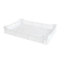 Caisse Finement Ajourée échancrée Avec Poignées 600 X 400 X 90 Mm - 18 L - Blanc