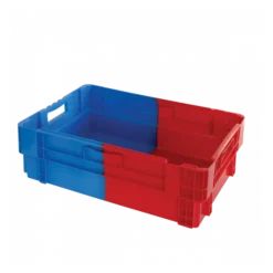 Caisse Pleine empilable Emboîtable 600 X 400 X 184 Mm Bicolore 34 L – Bleu/rouge