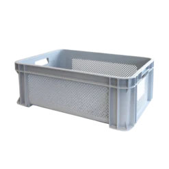 Caisse Renforcée Finement Ajourée Avec Poignées 545 X 390 X 200 Mm - 30 L - Gris