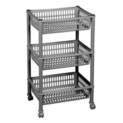 Chariot De Rangement à Roulettes Avec 3 Corbeilles