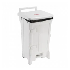 Collecteur à Pédale 90 L + Porte - Couvercle Blanc -Outils De Stockage collecteur a pedale 90 l porte couvercle blanc 2