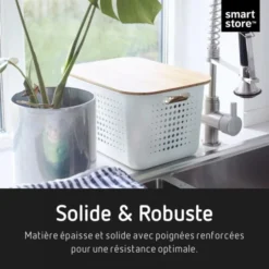Corbeille En Plastique Recyclé Pour Salle De Bain 13 Litres -Outils De Stockage corbeille de rangement 13 l en plastique recycle smartstore 3