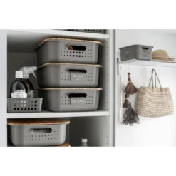 Corbeille En Plastique Recyclé Pour Salle De Bain 6 Litres -Outils De Stockage corbeille de rangement en plastique recycle 6 l smarstore 4